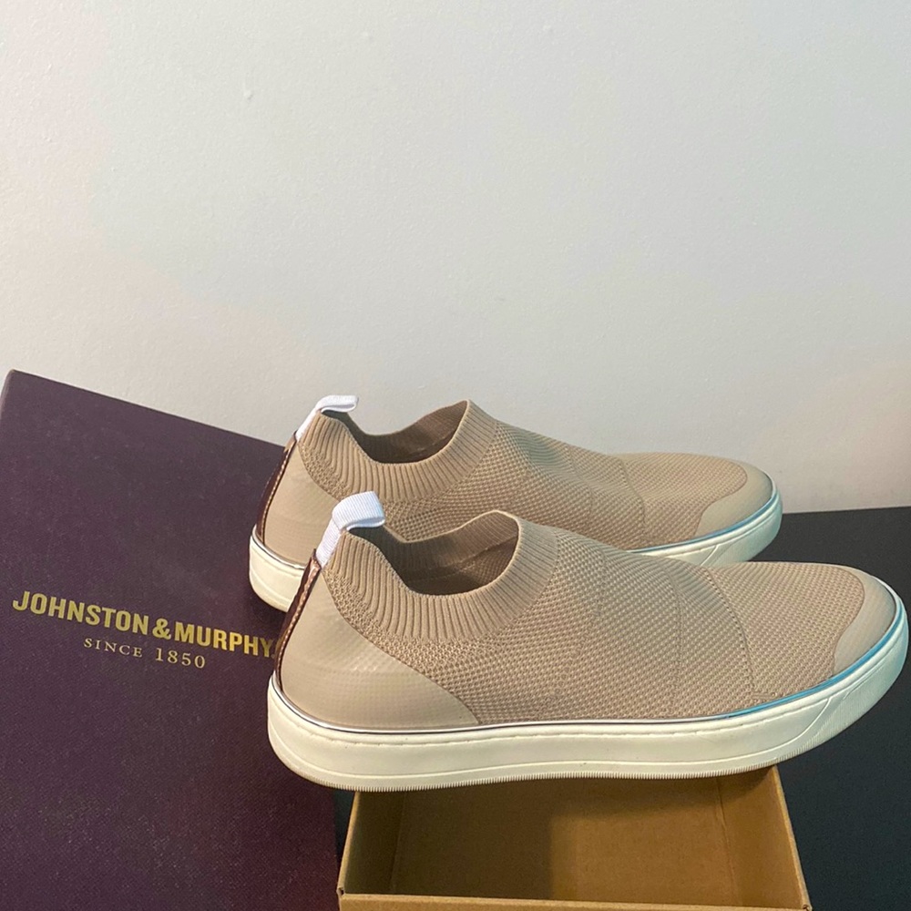 Johnston & Murphy Beige Slip-Ons in Original Box!